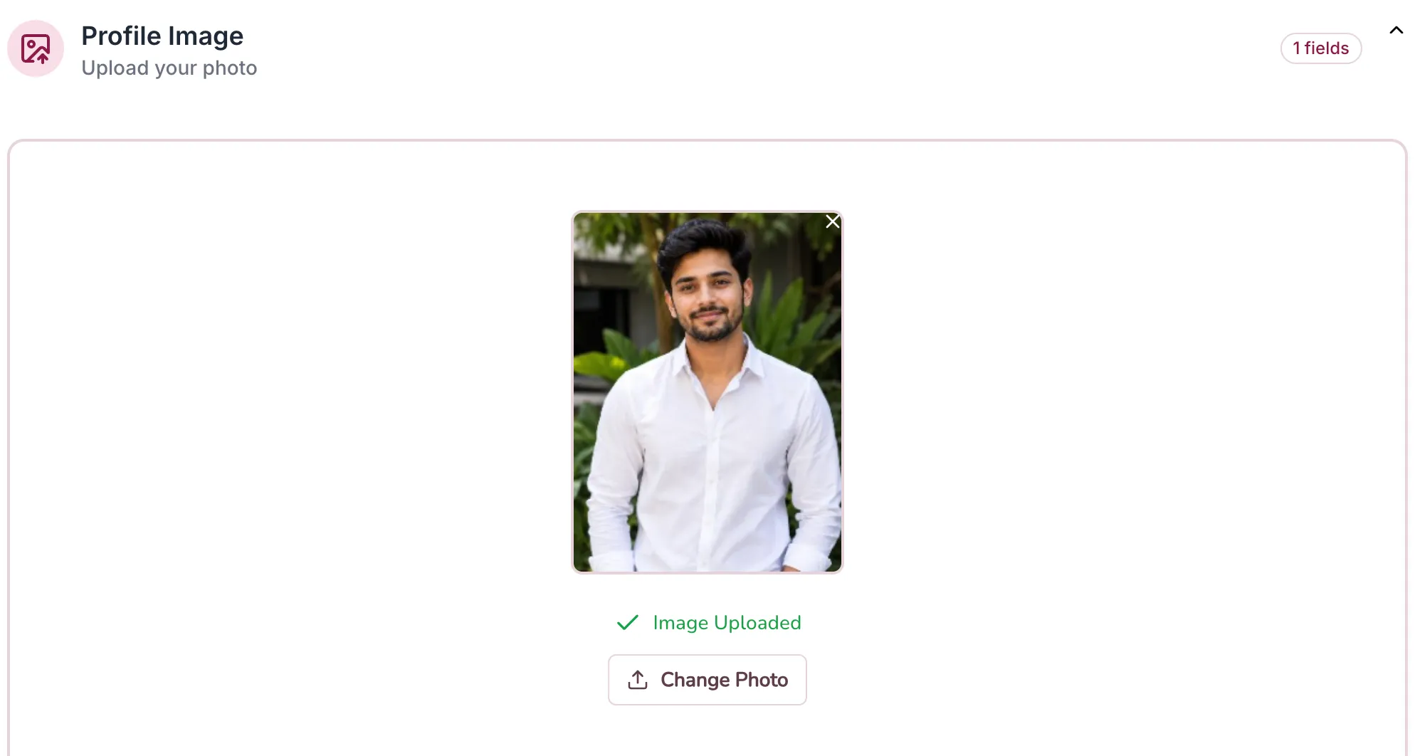 Screenshot showing the photo upload and positioning interface in the marriage biodata maker