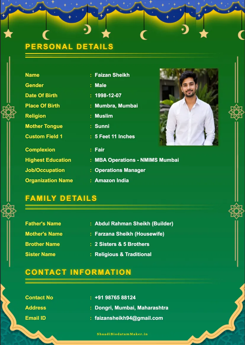 Islamic Marriage Biodata's Biodata
