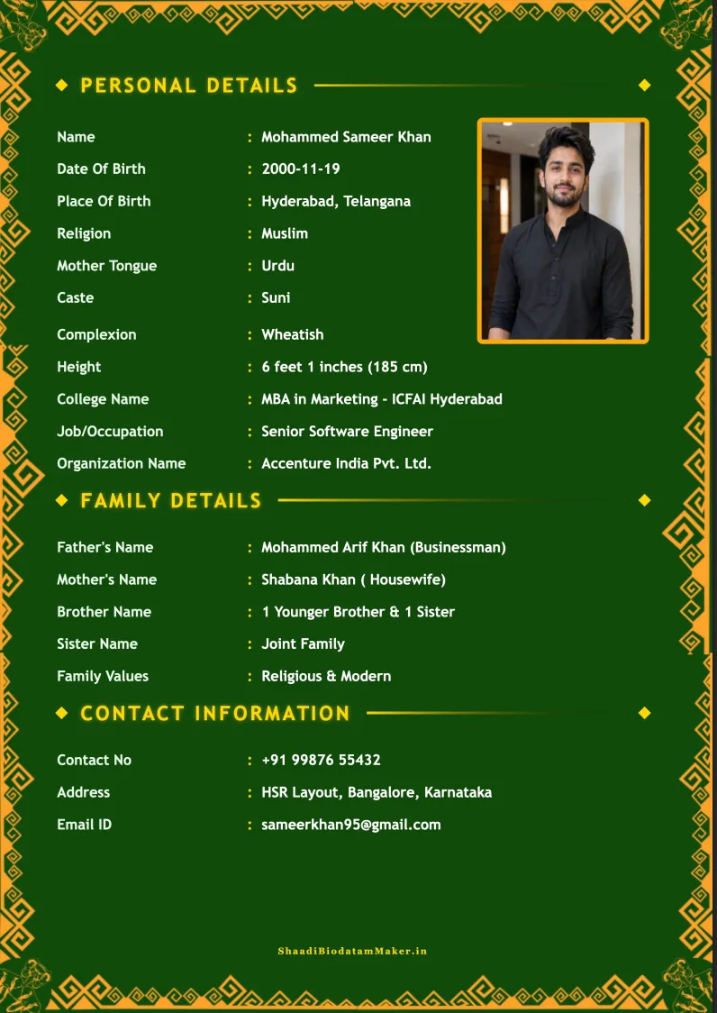 Muslim Boy Nikha Biodata