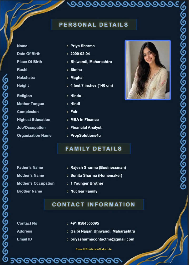 Shaadi Biodata Template's Biodata